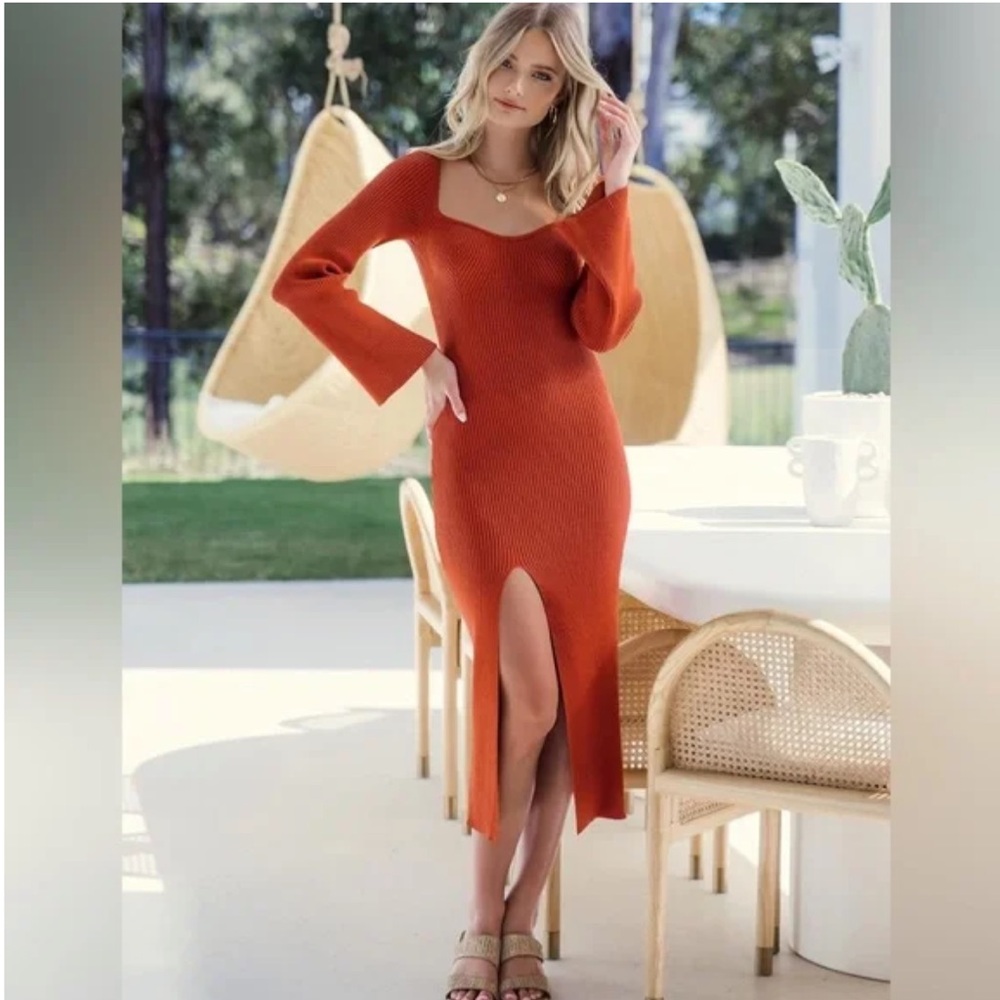 Amazon Burnt Orange Knit Dress